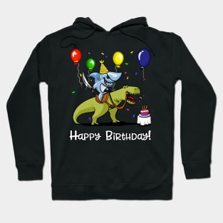 Birthday Shark Riding Dinosaur Hoodie